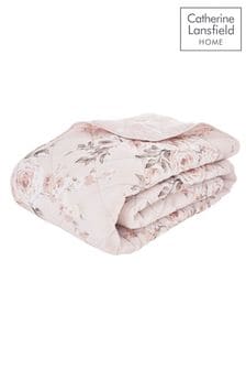 Catherine Lansfield Pink Reversible Canterbury Floral Quilted Bedspread