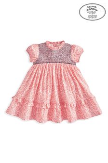 Mamas & Papas x Pink Ruffle Neck Embroidered Dress
