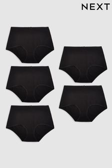 Black Full Brief Cotton Knickers 5 Pack (323660) | £11