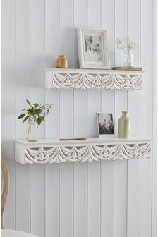 White White Carved Vintage Floating Wall Shelves (324805) | £28 - £45