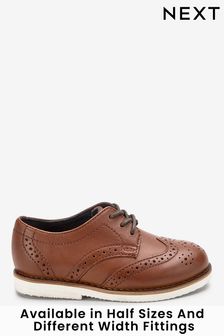 Tan Brown Standard Fit (F) Leather Brogue Shoes (324951) | £28 - £32