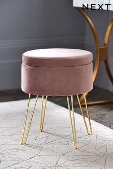 Opulent Velvet Blush Pink Storage Footstool (328777) | £50