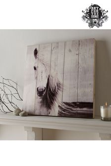 Art For The Home Neutral Horses Wooden Plaque