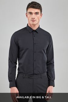 Black Skinny Fit Single Cuff Easy Care Shirt (330728) | £16 - £18