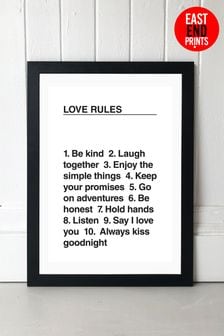 East End Prints Black Love Rules Framed Print