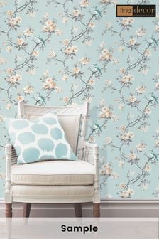 Fine Décor Blue Chinoiserie Floral Wallpaper