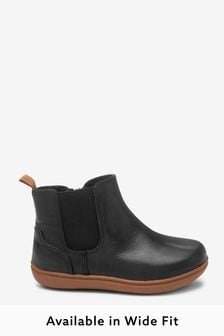 Black Wide Fit (G) Leather Ankle Boots (340701) | £32 - £36