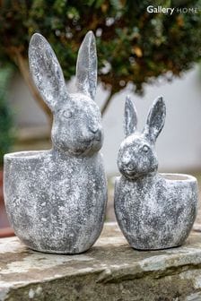 Gallery Home White Distressed Small Bunny Pot