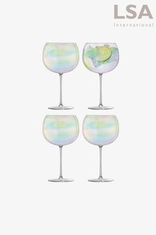 LSA International Pearl White Bubble 680ml Set Of 4 Balloon Glasses