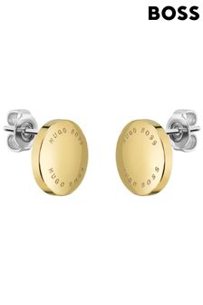 BOSS Medallion Gold IP Stud Earrings