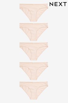 Nude Bikini Cotton Knickers 5 Pack (348257) | £9