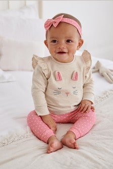 Bunny 3 Piece Baby Sweater, Leggings & Headband Set (0mths-2yrs)