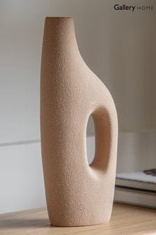 Gallery Home Cream Stoneware Textured Vase