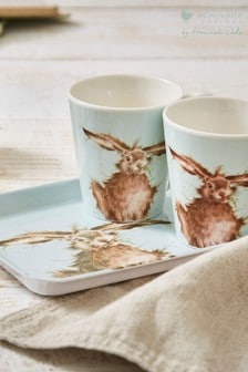 Royal Worceser Wrendale Blue Hare Mug And Tray Set