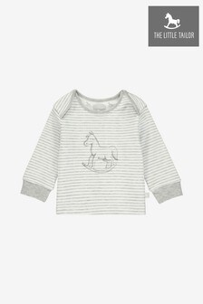 The Little Tailor White Chest Print Rocking Horse Jersey Top