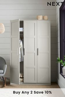 Grey Triple Wardrobe With Triple Shaker Panelled Doors (354982) | £450