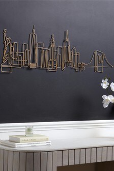 Gold New York City Skyline Wire Wall Art