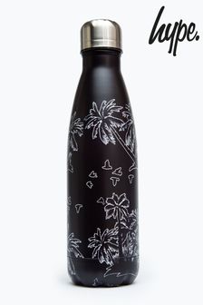 Hype. Black Leaves Metal Reusable Bottle