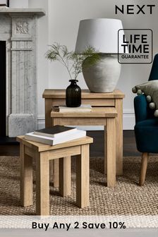 Natural Malvern Oak Effect Rectangle Set of 3 Nest of Tables (359205) | £199