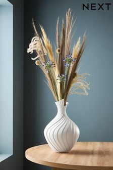 White Pleated Ceramic Large Vase (359697) | £44