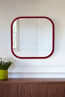 Jasper Conran London Red Curved Edge Square Framed Mirror