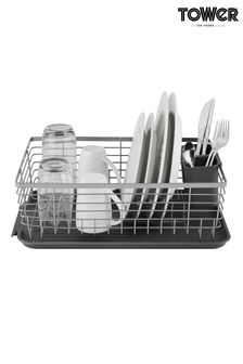 Tower Grey Compact Dish Rack With Cutlery Holder