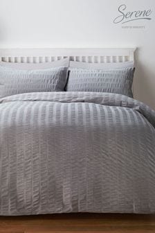 Serene Grey Seersucker Duvet Cover And Pillowcase Set