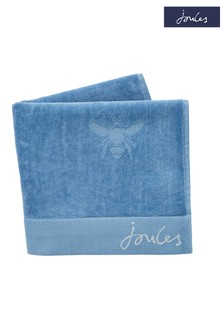 Joules Pale Blue Cotton Botanical Bee Semi Plain Towel