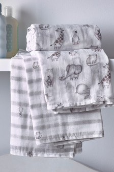 2 Pack Baby Animals Kids Organic Cotton Muslin Comfort Blankets (367006) | £18