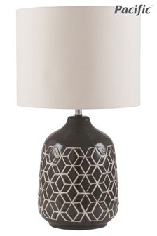 Athena Dark Grey Geo Ceramic Table Lamp by Pacific