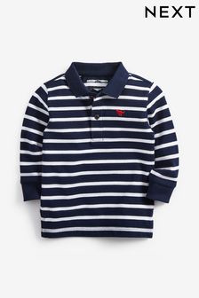 Navy/White Stripe Long Sleeve Stripe Polo Shirt (3mths-7yrs) (374069) | £6 - £8