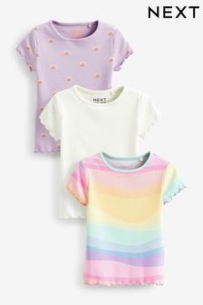 Lilac Purple Rainbow Rib T-Shirts 3 Pack (3mths-7yrs) (374202) | £12 - £16