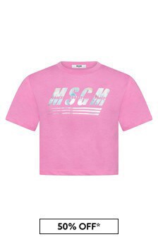 MSGM Girls Pink Cotton T-Shirt