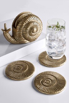 Set of 4 Snail Coasters In Holder