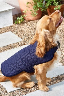 Navy Quilted Dog Coat