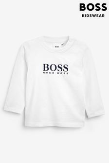 BOSS White Logo Long Sleeve TShirt (379313) | £36 - £41