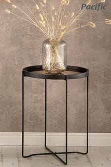 Pacific Black And Copper Wood And Iron Round Side Table (379396) | £100