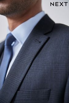 Navy Blue Regular Fit Check Suit (380091) | £79
