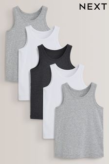 Grey/White 5 Pack Vests (1.5-16yrs) (380892) | £11.50 - £16