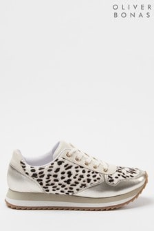 Oliver Bonas Gold And Animal Neutral Trainers