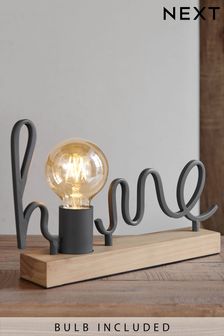 Multi Home Lit Word Wood Table Lamp (382055) | £25