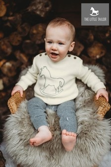 The Little Tailor Cream Button Rocking Horse Baby Knit Jumper