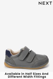 Grey Wide Fit (G) Leather First Walker Shoes (382883) | £30