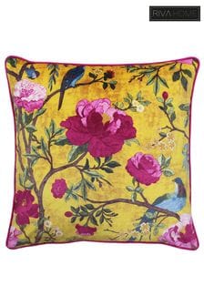 Riva Paoletti Gold Chinoiserie Floral Polyester Filled Cushion