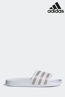 adidas White Adilette Aqua Sliders (387281) | £20