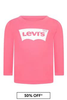 Levis Kidswear Baby Girls Pink Cotton Long Sleeve T-Shirt