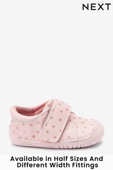 Pink Leather Wide Fit (G) Crawler Shoes (389842) | £24