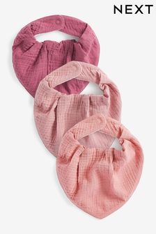 Pink 3 Pack Muslin Dribble Baby Bibs (392664) | £7.50