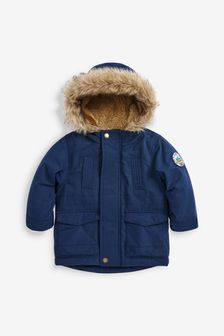 Navy Blue Atelier-lumieresShops Faux Fur Hooded Parka Coat (3mths-7yrs) (396126) | £26 - £30