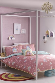 Appletree Multi Kids Rainbow Pom Duvet Cover And Pillowcase Set